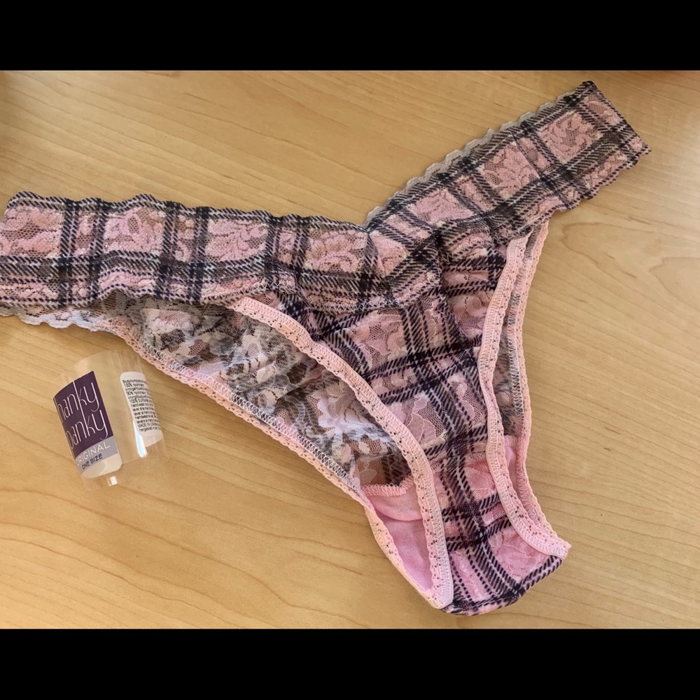 Classic plaid pink hanky panky thong brand new